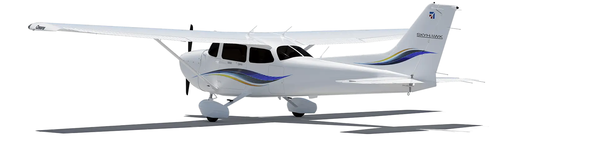 Cessna 172 Skyhawk model view at 45 degrees of rotation.png