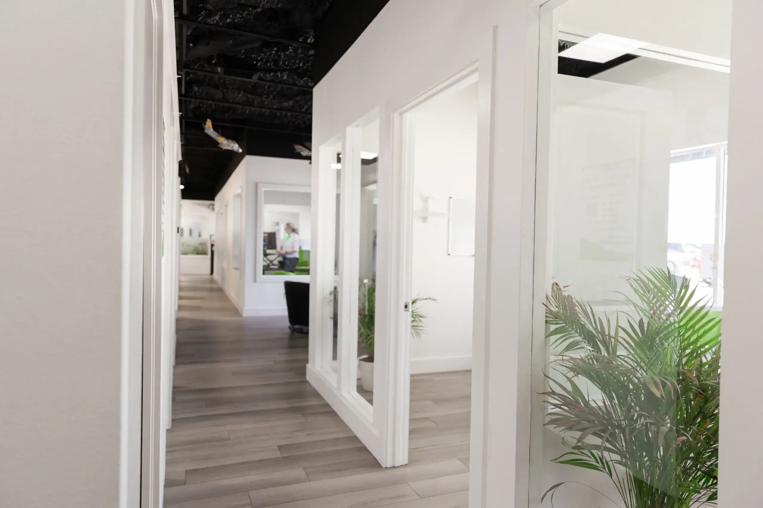 Hallway and offices inside the Cirrus Aviation building