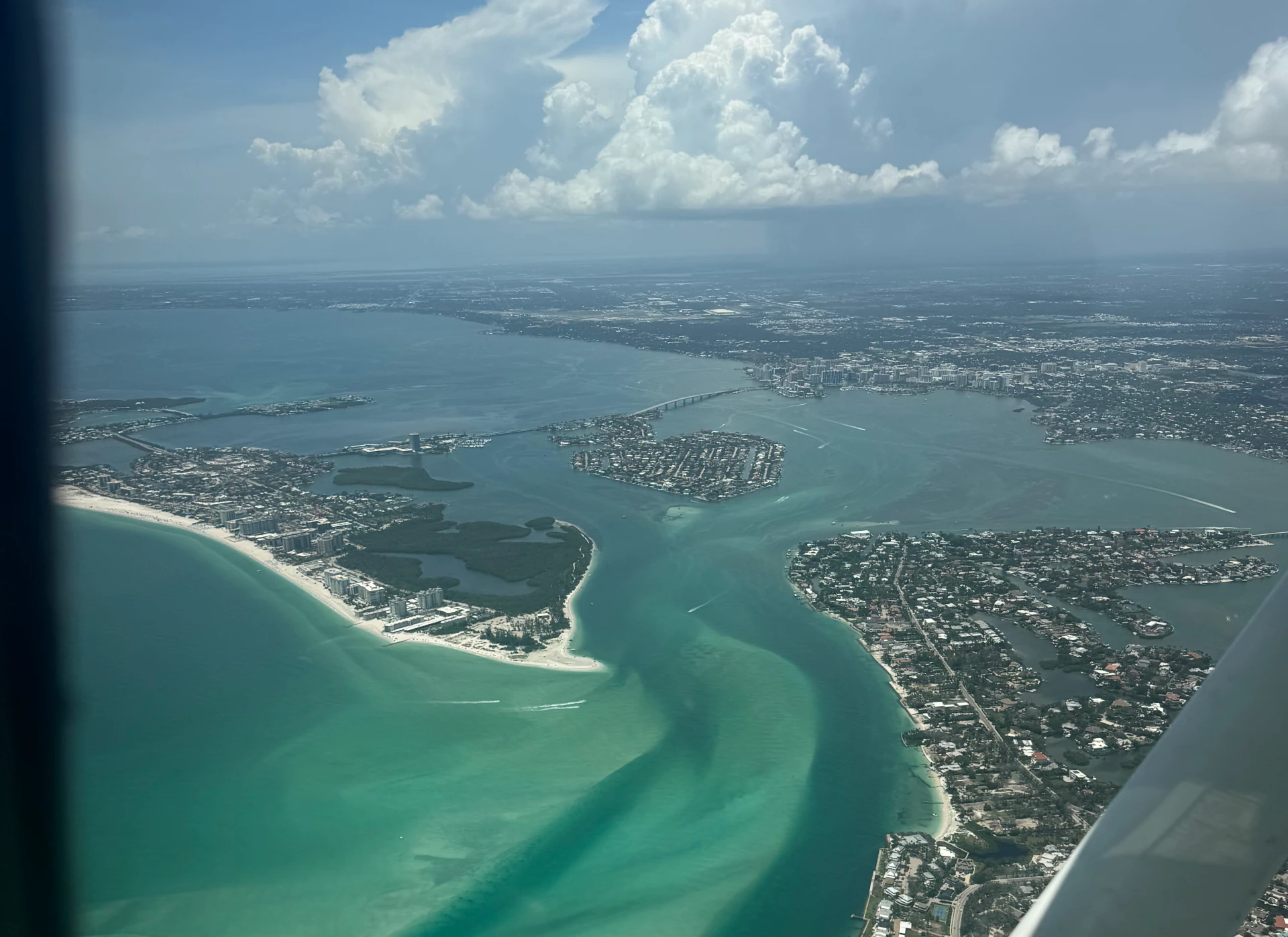 View of Sarasota and the Gulf Coast from a training aircraft